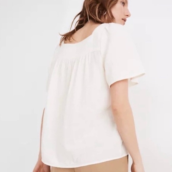 Madewell Patchwork Diamond Print Crinkle Gauze Peasant Top - M - Picture 2 of 16